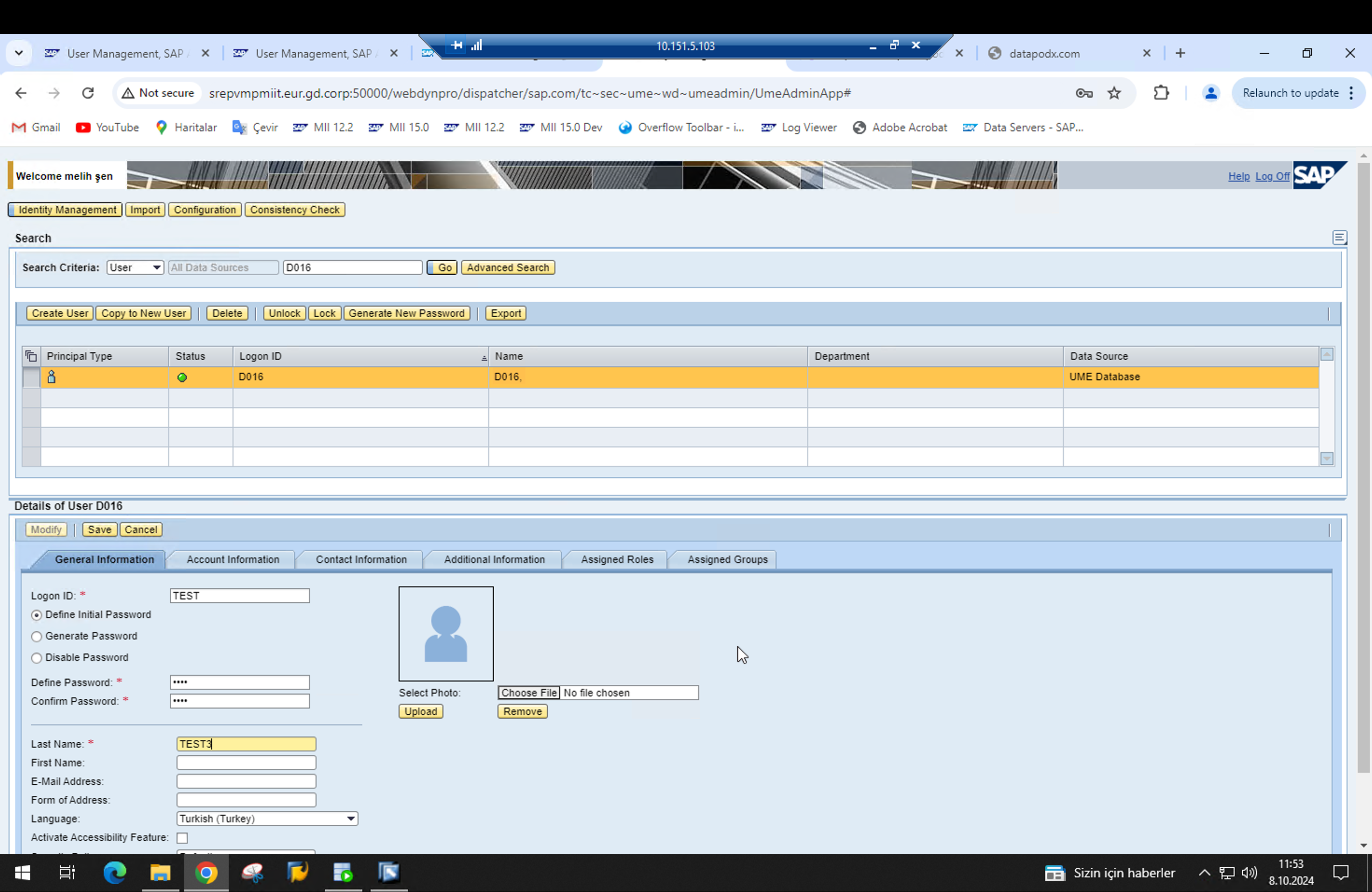 Yeni Kullanıcı Ekleme Ekranı